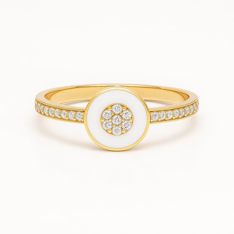 ANILLO ESMALTE BLANCO Y CIRCONITAS YAEN