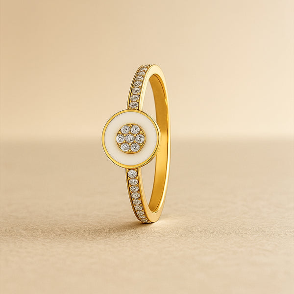 ANILLO ESMALTE BLANCO Y CIRCONITAS YAEN