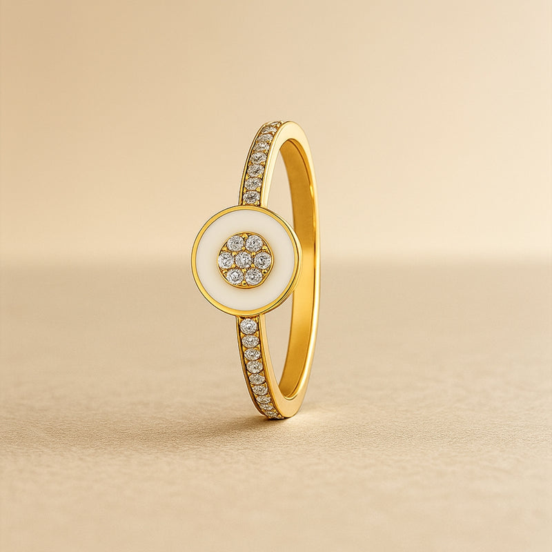 ANILLO ESMALTE BLANCO Y CIRCONITAS YAEN