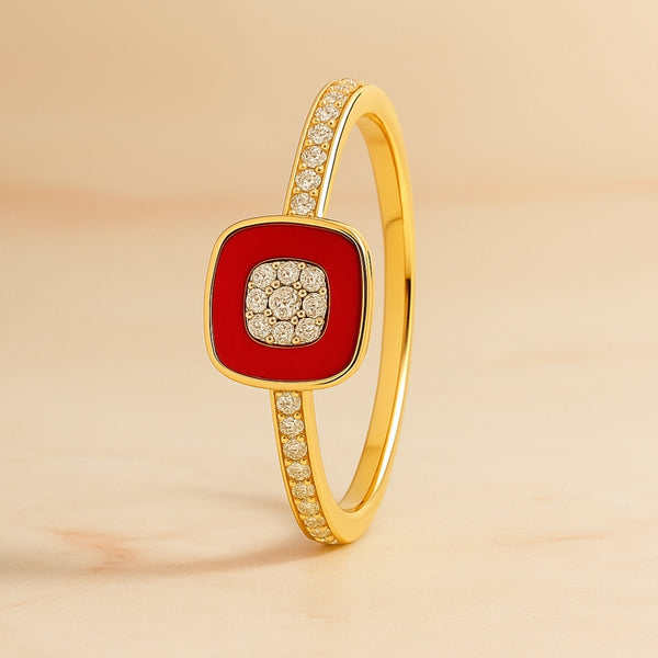 ANILLO ESMALTE ROJO Y CIRCONITAS YAEN