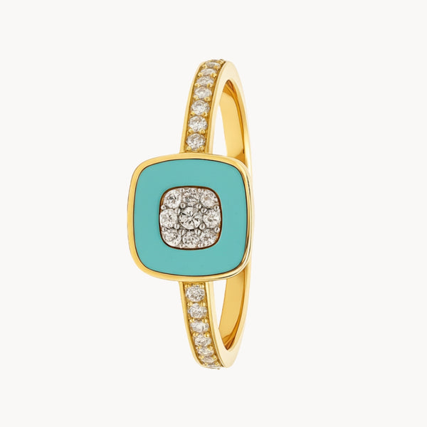 ANILLO ESMALTE TURQUESA Y CIRCONITAS YAEN