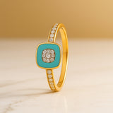 ANILLO ESMALTE TURQUESA Y CIRCONITAS YAEN