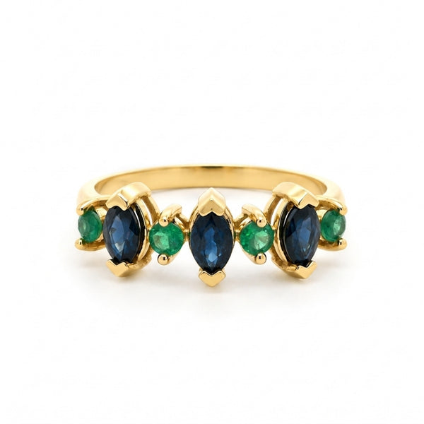ANILLO ESMERALADAS Y ZAFIROS MARQUISE ALTERNOS