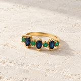 ANILLO ESMERALADAS Y ZAFIROS MARQUISE ALTERNOS