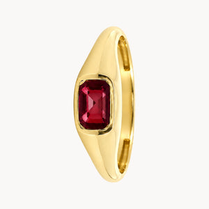 ANILLO SELLO CON RUBI EN TALLA ESMERALDA