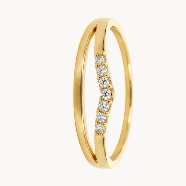 DOUBLE PEAK BAND RING WITH CUBIC ZIRCONIA