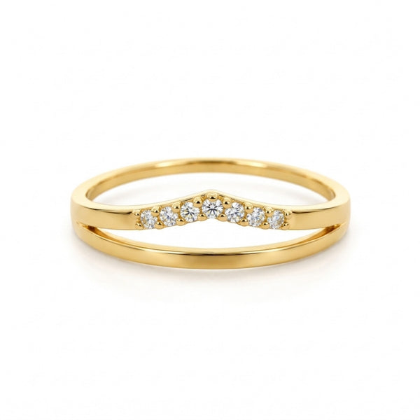 DOUBLE PEAK BAND RING WITH CUBIC ZIRCONIA