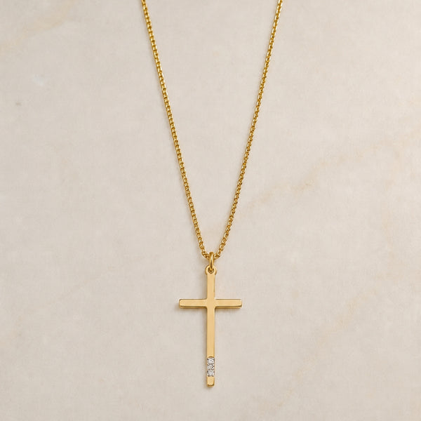 COLGANTE CRUZ PLANA CON DIAMANTES