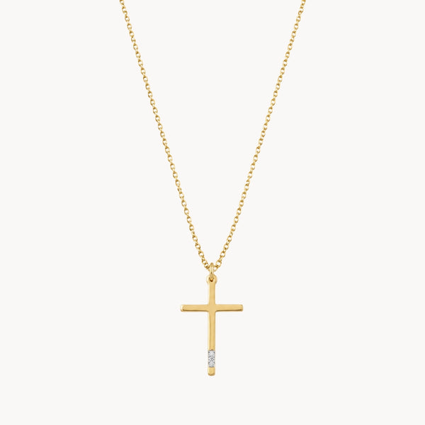 COLGANTE CRUZ PLANA CON DIAMANTES