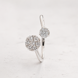 ANILLO ABIERTO DOBLE ROSETON DE DIAMANTES