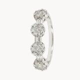ANILLO CUATRO FLORES EN DIAMANTES BRILLANTES Y BAGUETTES