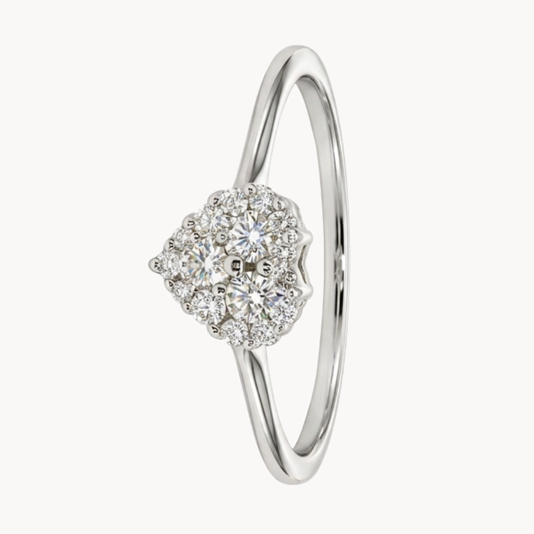 ANILLO ROSETON CORAZON DE DIAMANTES