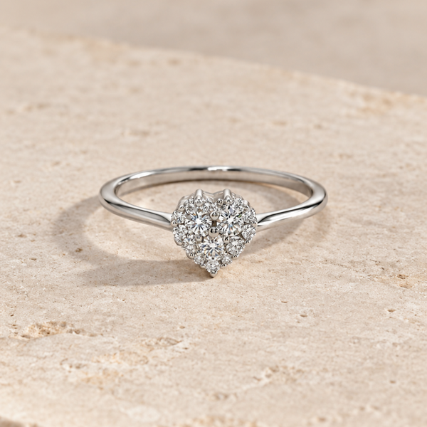 ANILLO ROSETON CORAZON DE DIAMANTES