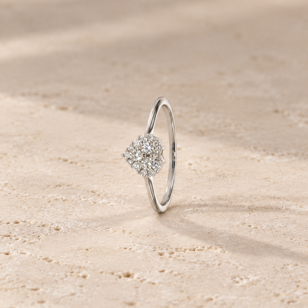 ANILLO ROSETON CORAZON DE DIAMANTES