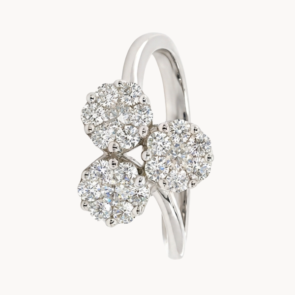 ANILLO TREBOL DIAMANTES NATURALES