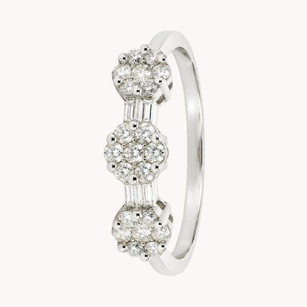 ANILLO TRIPLE ROSETON DE DIAMANTES