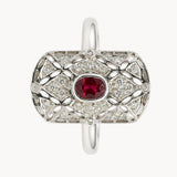 ART DECO RUBY RING WITH DIAMONDS