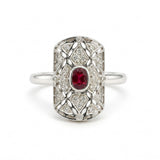 ART DECO RUBY RING WITH DIAMONDS