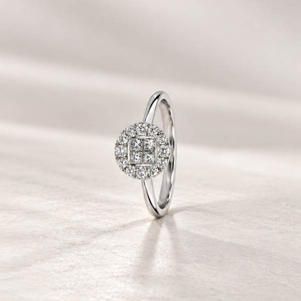 ANILLO ROSETON PRINCESA CON DIAMANTES