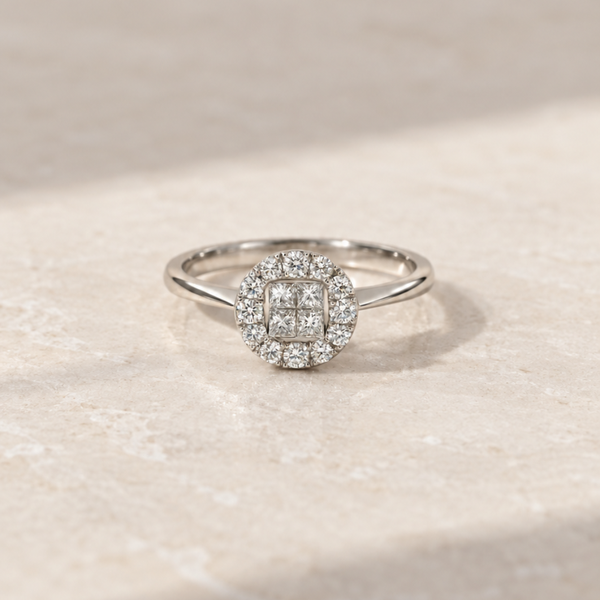 ANILLO ROSETON PRINCESA CON DIAMANTES