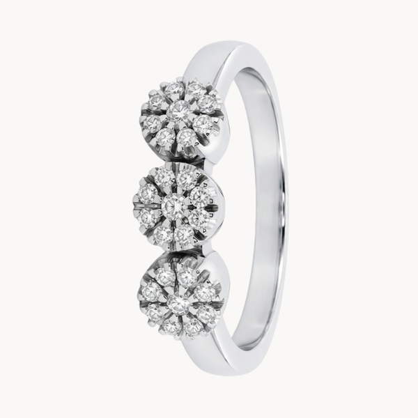 ANILLO TRES FLORES DE DIAMANTES NATURALES