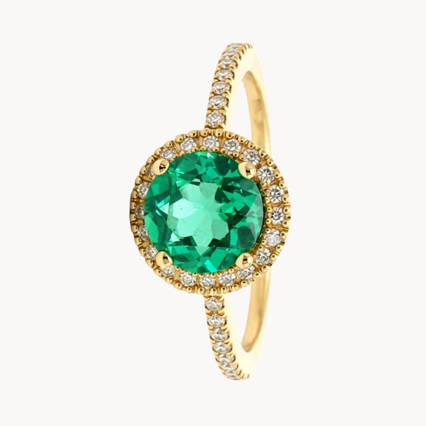 ANILLO CUARZO VERDE CON ORLA DE DIAMANTES