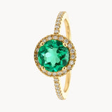 ANILLO CUARZO VERDE CON ORLA DE DIAMANTES