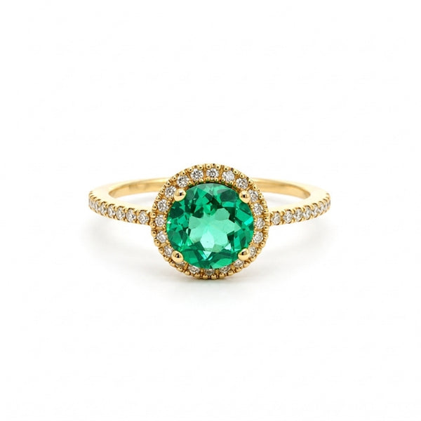 ANILLO CUARZO VERDE CON ORLA DE DIAMANTES