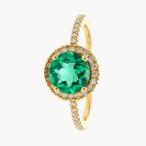 ANILLO CUARZO VERDE CON ORLA DE DIAMANTES