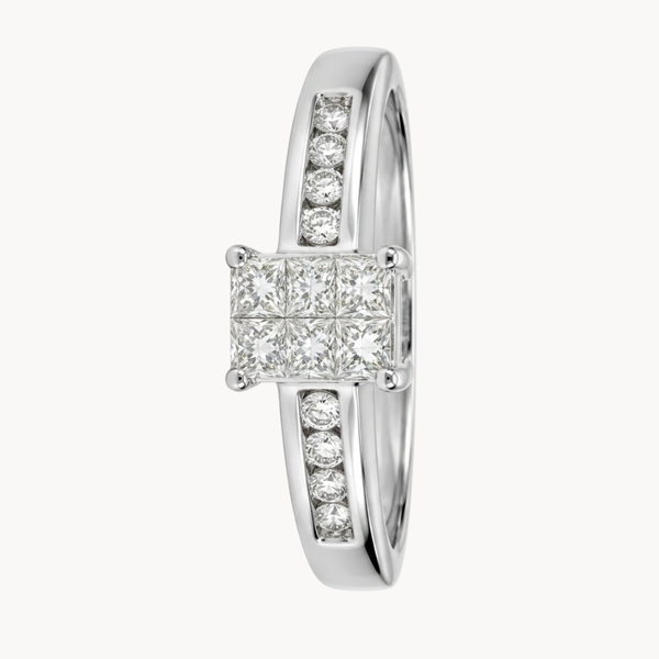ANILLO CON DIAMANTES PRINCESA Y CARRIL