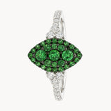 TSAVORITE GARNET RING WITH DIAMONDS