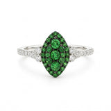 TSAVORITE GARNET RING WITH DIAMONDS