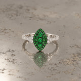 TSAVORITE GARNET RING WITH DIAMONDS
