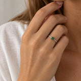 ANILLO CUADRADO CON GRANATES TSAVORITAS Y DIAMANTES