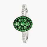 ANILLO OVAL CON GRANATES TSAVORITAS Y DIAMANTES