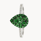 ANILLO GOTA CON GRANATES TSAVORITAS Y DIAMANTES