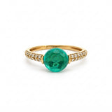 ANILLO CUARZO VERDE TALLA CABUJON CON DIAMANTES