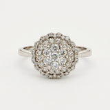ANEL ROSETA COM DUPLO ARO DE DIAMANTES