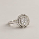 ANEL ROSETA COM DUPLO ARO DE DIAMANTES