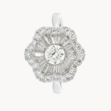 ANILLO ROSETON BAGUETTE CON DIAMANTES