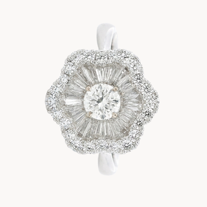 ANILLO ROSETON BAGUETTE CON DIAMANTES