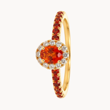 ORANGE SAPPHIRE RING WITH A DIAMOND HALO