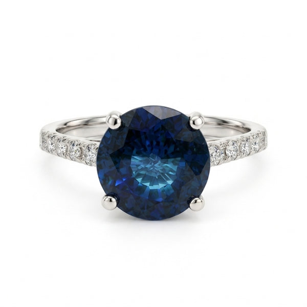 ANILLO ZAFIRO XL CON DIAMANTES A LOS LADOS