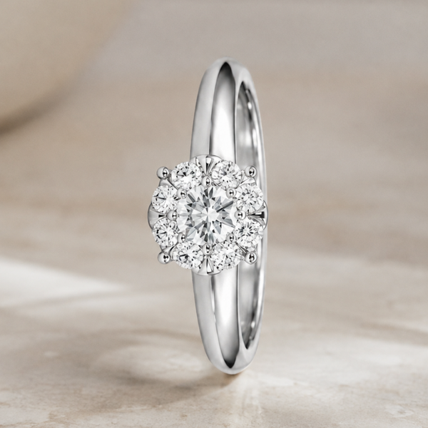 ANILLO DIAMANTE CENTRAL CON HALO