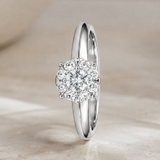 ANILLO DIAMANTE CENTRAL CON HALO