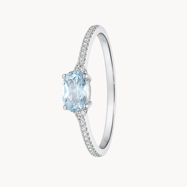 ANEL DE ÁGUA-MARINHA E DIAMANTES RENATA