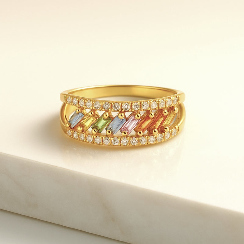 ANILLO ZAFIROS FANTASIA Y DIAMANTES CORNELIA