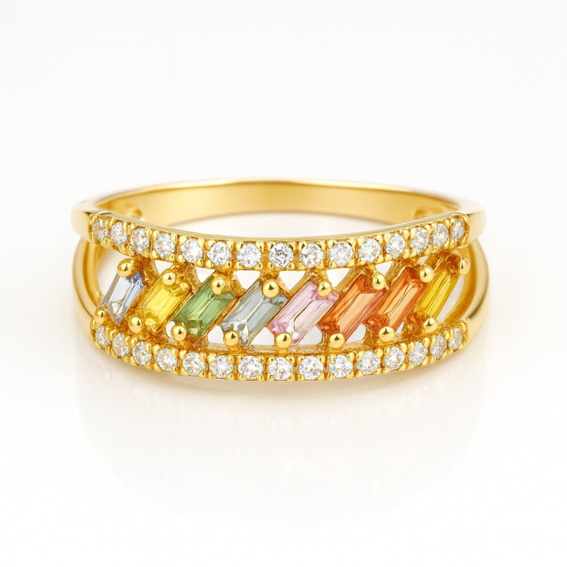 ANILLO ZAFIROS FANTASIA Y DIAMANTES CORNELIA