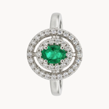 ANILLO ESMERALDA OVAL CON DOBLE HALO DE DIAMANTES