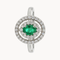 ANILLO ESMERALDA OVAL CON DOBLE HALO DE DIAMANTES